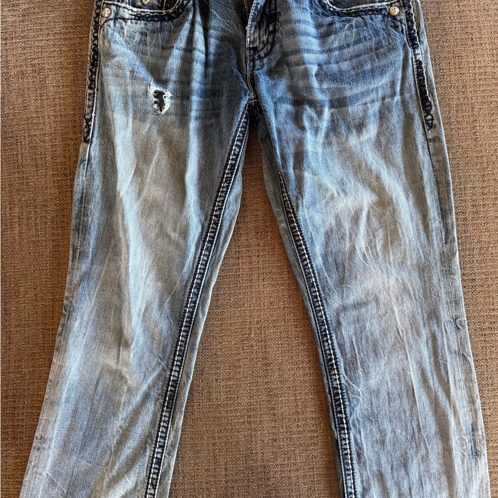 Rock Revival Men's Faded Blue Straight Jeans